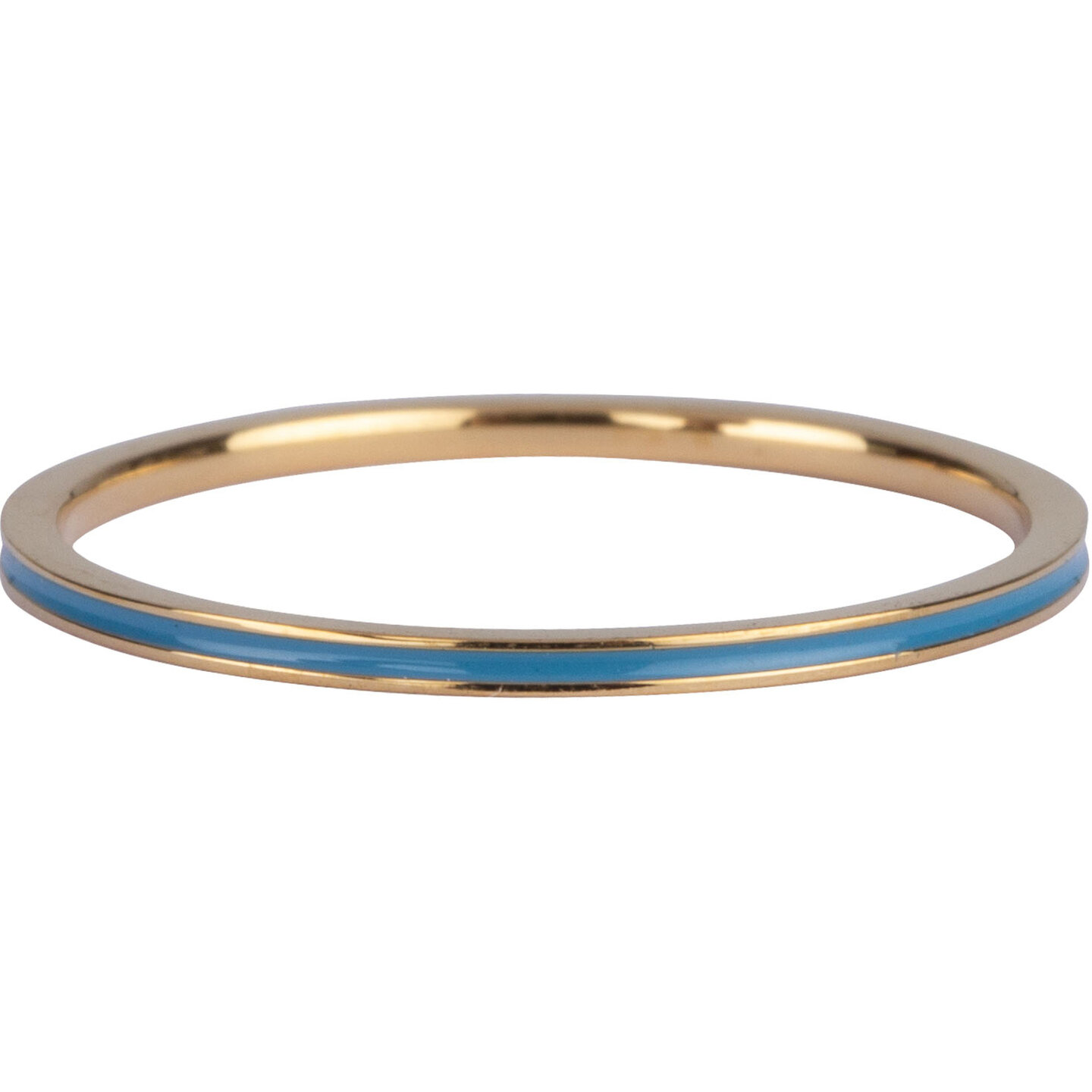 Charmin's Smalle Ring Petite Steel Goudkleurig Turkoys Blue Enamel R927 