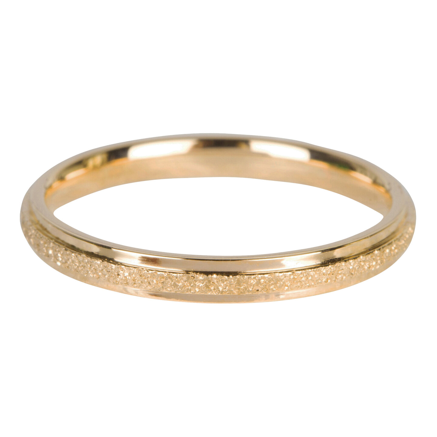 Charmin&rsquo;s goudkleurige stapelring R564 Sanded and Shiny goldplated staal