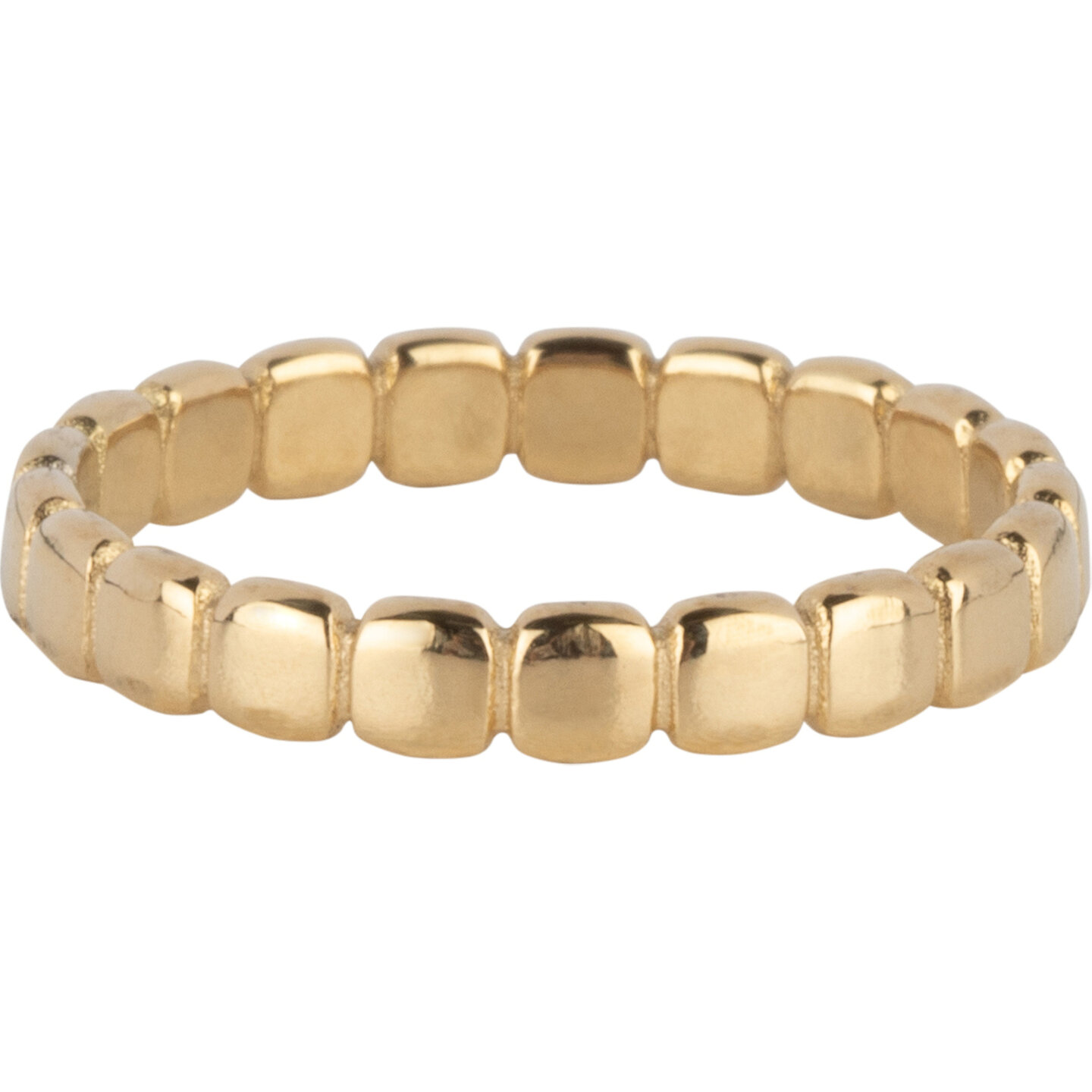 Charmin's Ring Gold-Colored Interlocking Squares Steel R1652