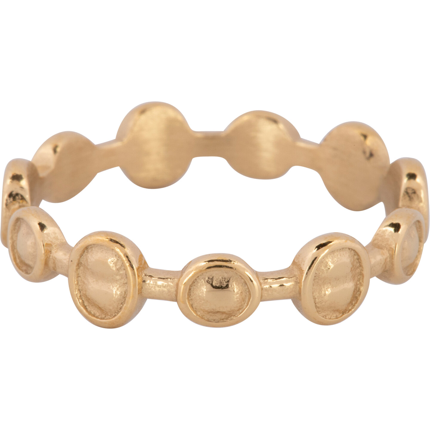Bague Charmin Ronds et Ovales Mat et Brillant Gold Steel R1237