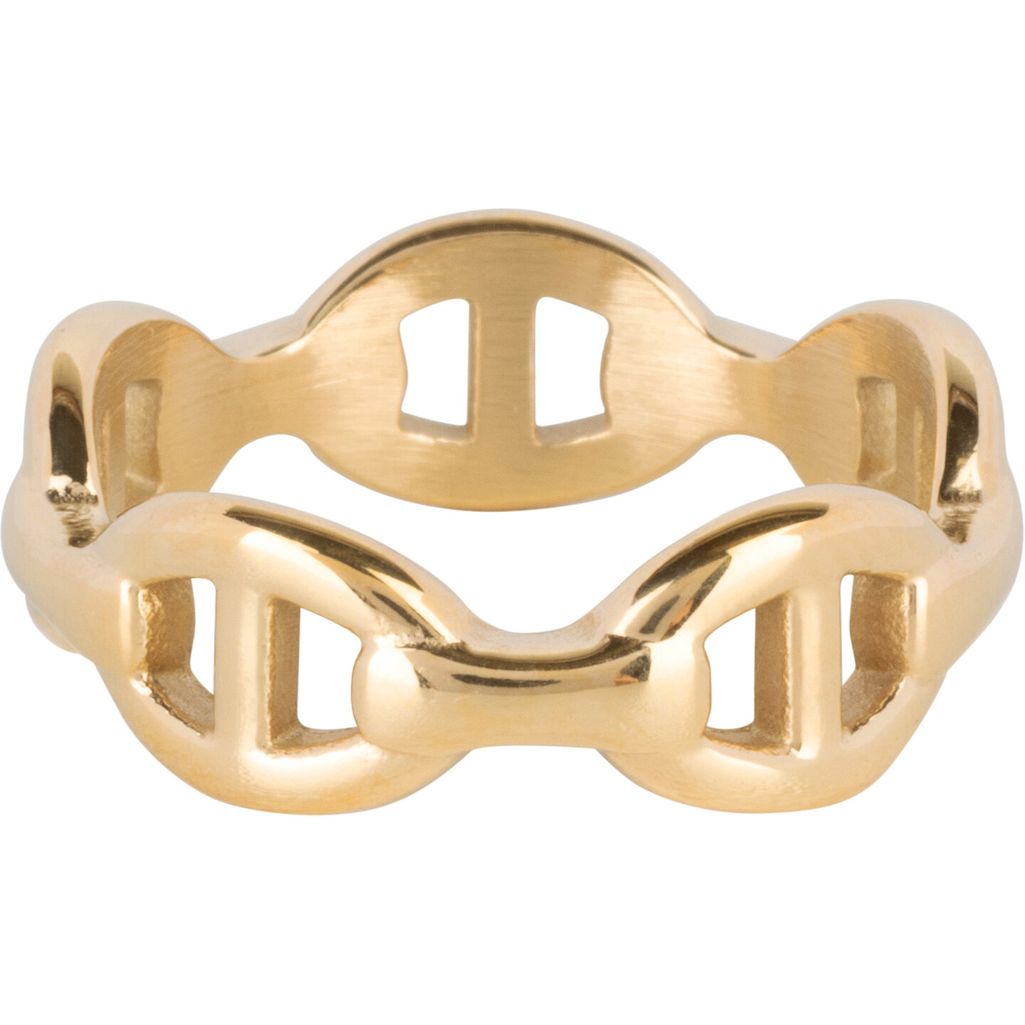 Charmin&rsquo;s Goudkleurige Ring Marine of Gucci Schakel Staal R1395