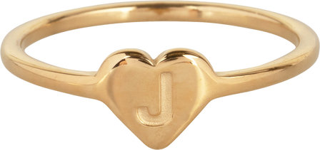 Charmin&rsquo;s initialen zegelring hartje Goldplated R1015-J Letter J 