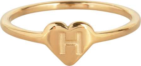 Charmin&rsquo;s initialen zegelring hartje Goldplated R1015-H Letter H 