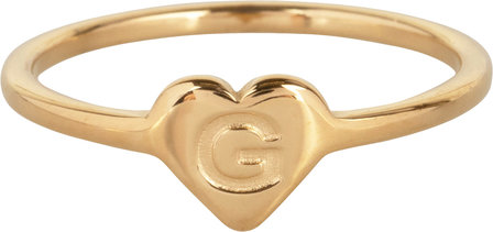 Charmin&rsquo;s initialen zegelring hartje Goldplated R1015-G Letter G 