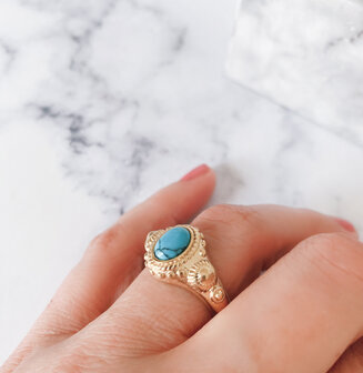 Charmin's Zegel Ring R1055 Turkoys Howlite ion-goldplated