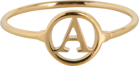 Charmin&#039;s Initials Open Round Signet Ring Goldplated R1121 Letter A