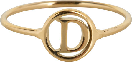 Charmin&#039;s Initials Open Round Signet Ring Goldplated R1121 Letter D