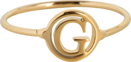 Charmin&rsquo;s initialen open ronde zegelring Goldplated R1121 Letter G