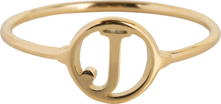 Charmin&#039;s Initials Open Round Signet Ring Goldplated R1121 Letter J