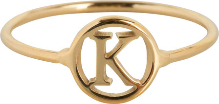 Charmin&#039;s Initials Open Round Signet Ring Goldplated R1121 Letter K