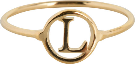 Charmin&#039;s Initials Open Round Signet Ring Goldplated R1121 Letter L