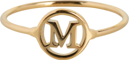 Charmin&#039;s Initials Open Round Signet Ring Goldplated R1121 Letter M