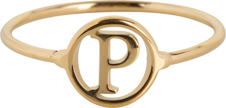 Charmin&#039;s Initials Open Round Signet Ring Goldplated R1121 Letter P