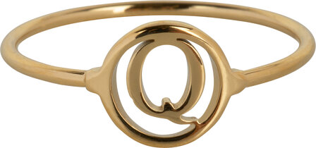 Charmin&#039;s Initials Open Round Signet Ring Goldplated R1121 Letter Q