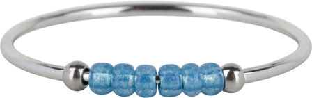 Charmin's R1148 Anxiety Ring Palm Blue Beads Steel
