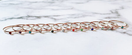 R791 Birthstone July Fuchsia Pink Stone Goldplated Iconic Vintage