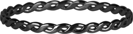 Charmin’s gevlochten ring R1012 Curvy Tiny Chain Black Steel