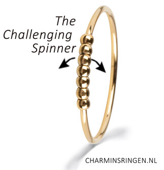 Charmin’s Ringen- Dames - Anxiety -14 Karaat Goudkleurige Ring - antistress, 7 balletjes, fidget. 777