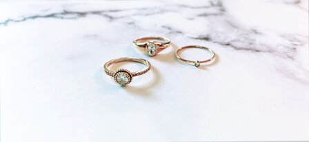 RING R436 Birthstone April White Stone Goldplated Iconic Vintage 