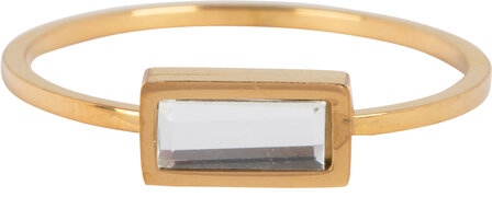 Charmin&rsquo;s goudkleurige stapelring R709 Crystal Cube goldplated staal