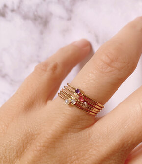 R432 Birthstone April White Stone Shine Bright 2.0 Goldplated 