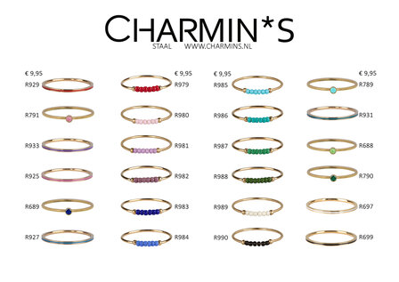 Charmin&#039;s Kleurrijke Ringen 24 modellen in 4 maten Easy Order 