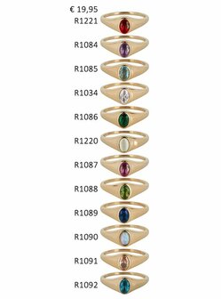 Charmin's € 19,95 Birthstone Ringen, 48 ringen, 4 maten, met Display; Easy Order