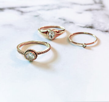 Charmin's € 19,95 Birthstone Ringen, 48 ringen, 4 maten, met Display; Easy Order