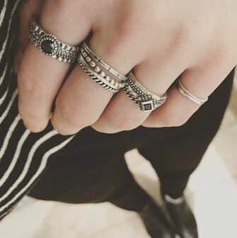 Ring R298 Silver &#039;Chain&#039;
