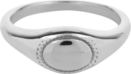 Charmin&#039;s Signet Ring Steel Oval with Twisted Edge R1181