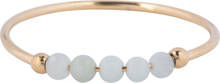Charmin&#039;s Anxiety Ring NaturalStones Amazonite Beads Goudkleurig R1325