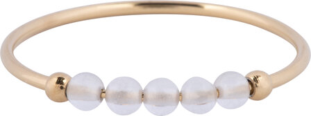 Charmin&#039;s Anxiety Ring NaturalStones Crystal Beads Goudkleurig R1319