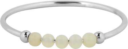 Charmin&#039;s Anxiety Ring NaturalStones Lemon Jade Beads Steel R1336