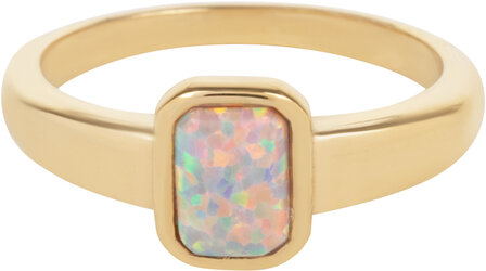 Charmin&#039;s Signet Ring Opal Gold Square R1179