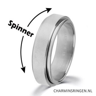 Charmin's R1068 Turning Anxiety Fidget Ring Shiny Staal