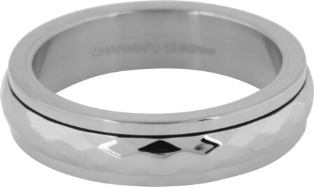 Charmin&#039;s Shiny Anxiety Fidget Ring Gehamerd Staal R1250