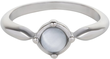 Charmins runder Ring mit wei&szlig;em Cateye-Stahl R1169