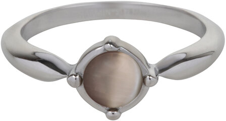 Charmin&#039;s Round Elegant Taupe Cateye Ring Steel R1170