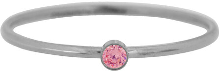 Charmin&#039;s Birthstone Ring Juli Roze Steen Steel 2.0 R1122/KR81