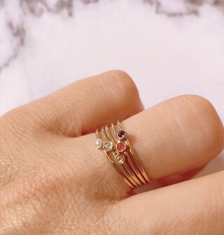 Charmin&#039;s Birthstone Ring Juli Roze Steen Steel 2.0 R1122/KR81