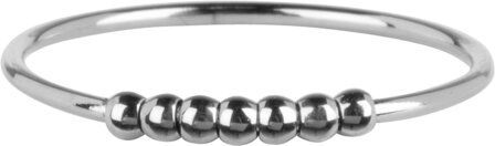 Charmin&#039;s Anxiety Ring Smal met 7 kleine balletjes Shiny Steel R776/KR90