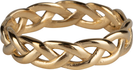 Charmin&rsquo;s ring R1038 Gevlochten Brede Ring Goldplated