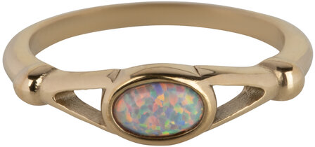 Bague &eacute;l&eacute;gante ovale de Charmin avec opale en or R1154