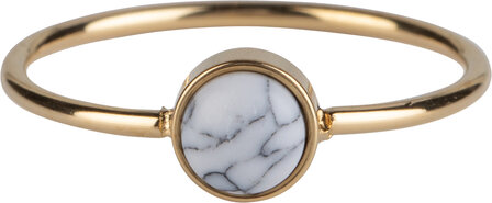 Charmin&#039;s Ring with Round White Howlite Gemstone Gold Steel R1050