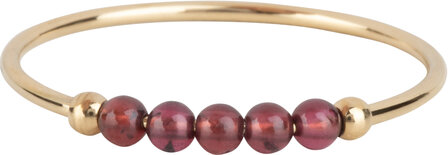 Charmin&#039;s Anxiety Ring NaturalStones Garnet Beads Goudkleurig R1321