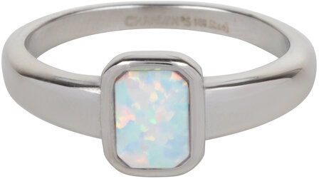 Charmin&#039;s Signet Ring Opal Steel Square R1178