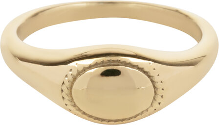Charmin&#039;s Signet Ring Gold Oval with Twisted Edge R1182