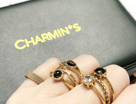 Charmin&#039;s ovaler eleganter Tijgereye Ring Goud R1161