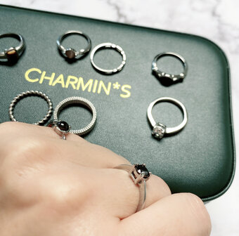 Charmin&rsquo;s Classic Princess Black Ring Staal R1194