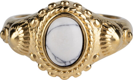 Charmin&#039;s Zegel Ring R1056 White Howlite ion-goldplated